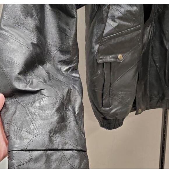 NAPOLINE LEATHER OUTFITTERS NWT MENS 100% LEATHER (2X) N R A BOMBER JACKET COAT - Picture 5 of 13